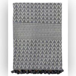 NWT - Grey Chevron Tasseled Table Runner